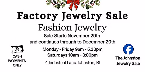 Huge Factory Fashion Jewelry Sale - Johnston, RI