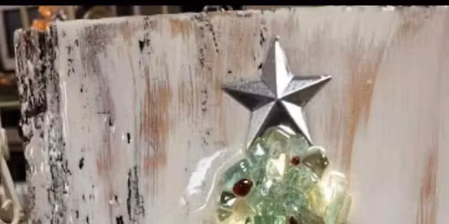 $50 crushed glass tree with lights 