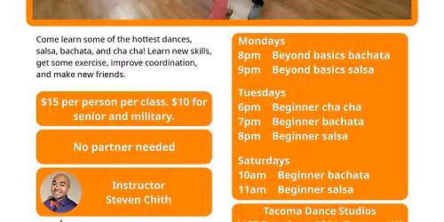 Salsa, bachata, and cha cha classes at Tacoma Dance Studios