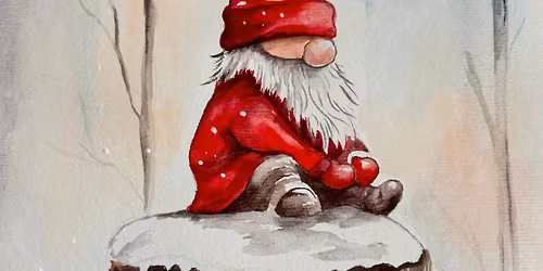 Paint and Sip Hot Chocolate Edition Xmas Gnome evening art class 25th November, Bidford Church Rooms