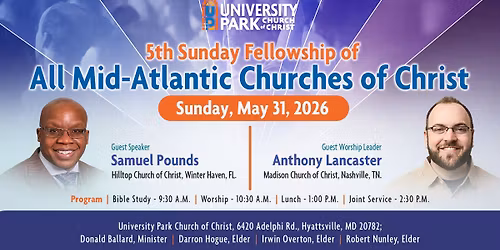 5th Sunday Fellowship for Mid-Atlantic Churches of Christ 