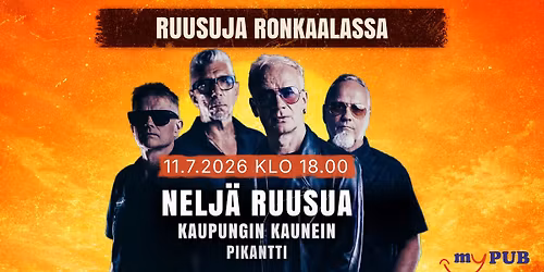 Nelj\u00e4 Ruusua, Kaupungin Kaunein & Pikantti @ Ronkaalan pes\u00e4pallostadion, Haapaj\u00e4rvi 11.7.2026