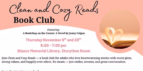 Clean and Cozy Reads Book Club @Blasco