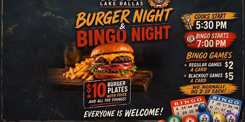 \ud83c\udf54 Squad Night Out: Burgers & Bingo at Lake Dallas VFW