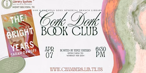 MONT BELVIEU: Cork Dork Book Club - Adult Event