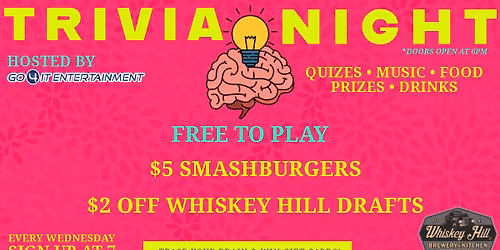 Go4It Ent Trivia Wednesdays - $10, $20, $30 Gift Card Prizes!