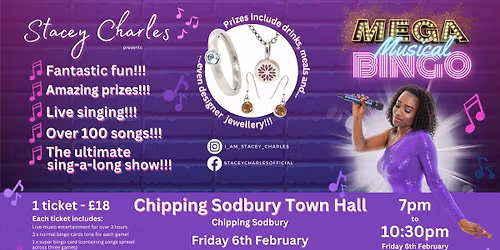 \u2b50MEGA\u2b50 Musical Bingo - Live at Chipping Sodbury Town Hall - Friday 6th February 7pm