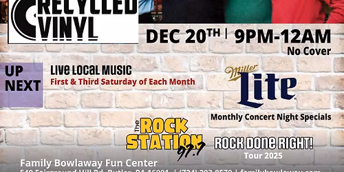 11th Frame Local Live Music Series featuring Recycled Vinyl