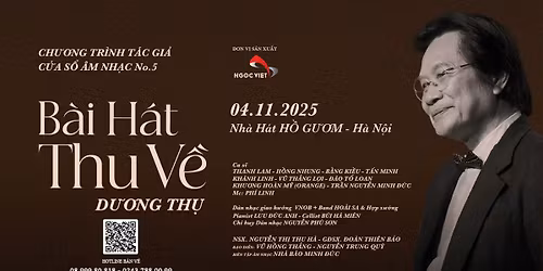 M\u1edf b\u00e1n v\u00e9 Live-Concert c\u1ee7a nh\u1ea1c s\u0129 D\u01af\u01a0NG TH\u1ee4: C\u1eeda s\u1ed5 \u00e2m nh\u1ea1c No.5 - B\u00e0i h\u00e1t thu v\u1ec1| Ticketgo.vn