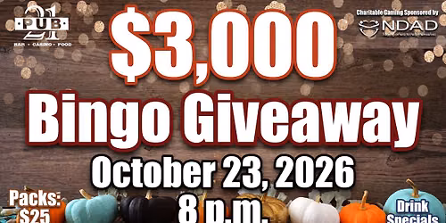 October $3000 Bingo Giveaway @ Pub 21