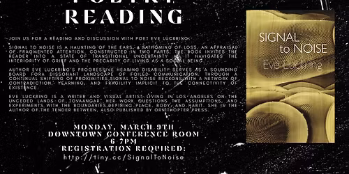Poetry Reading: Signal to Noise with Eve Luckring