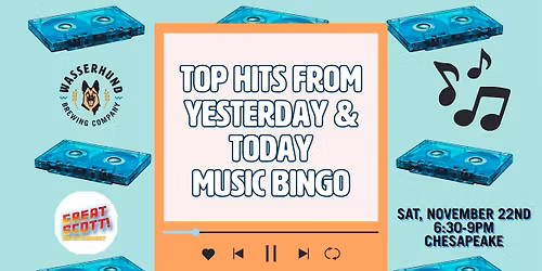 Top Hits from Today & Yesterday Music Bingo