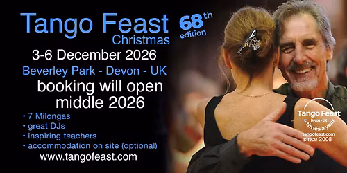 Tango Feast Christmas 3-6 December 2026 Devon England - Registration open