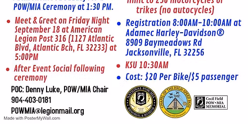 6th Annual POW\/MIA Seven Bridges Remembrance Day Ride & Ceremony | Jacksonville, Florida