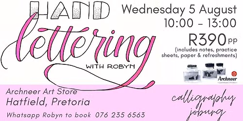 Hand Lettering - Archneer, Hatfield, Pretoria