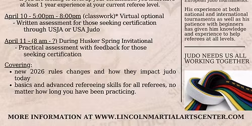 Judo Coaches, Competitors & Referee Rules Clinic