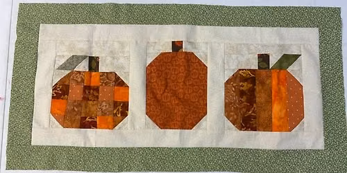 SMP October 9th, 11:00am-4:00pm, Pumpkin Mini Runner Quilting Class with artist Charlotte Lee