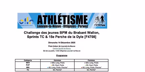 Challenge des jeunes BPM du Brabant Wallon, Sprints TC & 15e Perche de la Dyle [F4708]