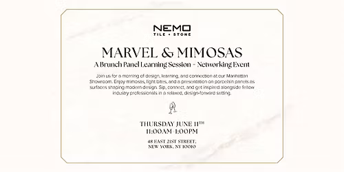 Marvel & Mimosas NYC: A Brunch CEU  Learning Session on Porcelain Panels