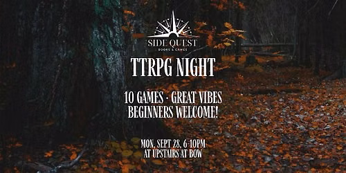 Tabletop RPG Night w\/ Side Quest Books & Games