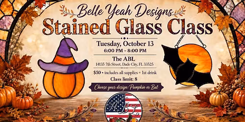 Halloween Bat & Pumpkin Stained Glass Class at ABL