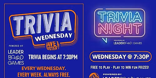 Trivia Night - WEDNESDAY 730p | Dave & Buster's - Arundel - Hanover MD