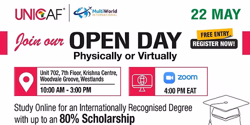 UNICAF Open Day Nairobi \u2013 May 22 | Free Entry | 80% Scholarship