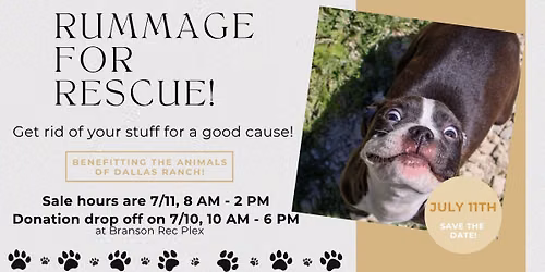Rummage for Rescue Sale for The Dallas Ranch