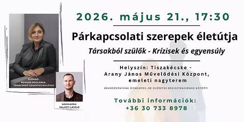 Tiszak\u00e9cske - P\u00e1rkapcsolati szerepek \u00e9let\u00fatja. T\u00e1rsakb\u00f3l sz\u00fcl\u0151k - Kr\u00edzisek \u00e9s egyens\u00faly