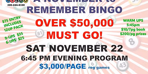 NOVEMBER TO REMEMBER BINGO