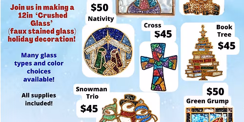 Christmas in Crushed Glass Craft Party - Afternoon Class Only (Morning class has Sold Out!)