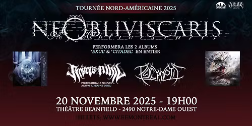 Ne Obliviscaris + Rivers of Nihil + Psycroptic | Montr\u00e9al