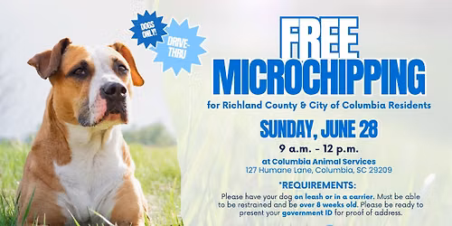 FREE Microchipping Event at Columbia Animal Services!