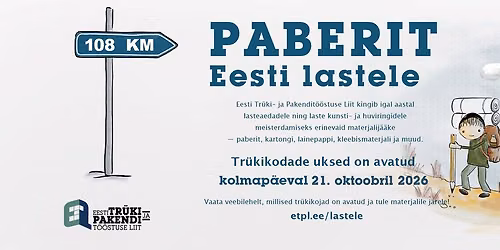 \u201c108 km paberit Eesti lastele\u201d, 21. oktoobril 2026 kell 9-12 