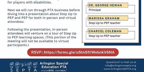 Arlington SEPTA Nov Meeting - Step Up to PEP & PEP Overview and Tour