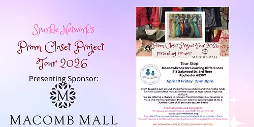 Prom Closet Project Tour 2026 MEADOWBROOK CENTER FOR LEARNING DIFFERENCES STOP