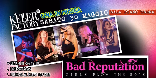Cena in Musica con Bad Reputation - Anni '80 (Sala Piano Terra)