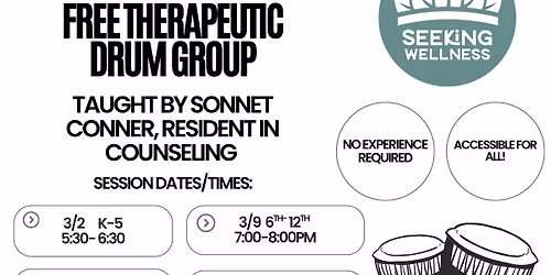 Free Therapeutic Group Drumming:6th- 12th grade