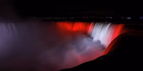 Niagara Falls illumination in the colours of the flag of Latvia