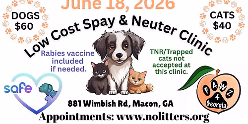 Spay & Neuter Clinic sponsored by Pawz 4 Georgia
