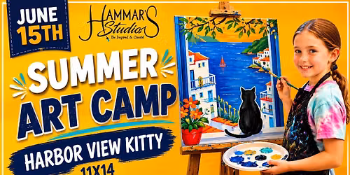 \ud83c\udfa8Summer Art Camp: Harbor View Kitty 11x14 Dracut, MA 