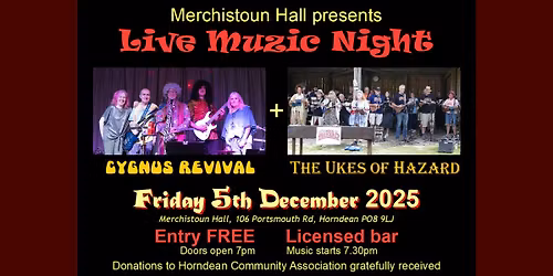 Live Muzic Night with Cygnus Revival & The Ukes Of Hazard