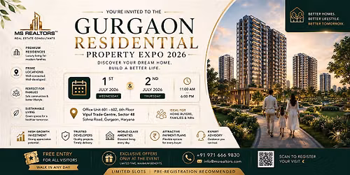 Gurgaon Residential Expo 2026 \u2014 pre-launches over secondary market, free
