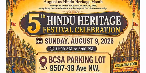 5th Hindu Heritage Month Festival on Sunday, August 9, 2026