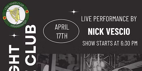 Friday night music at the club featuring - Nick Vescio