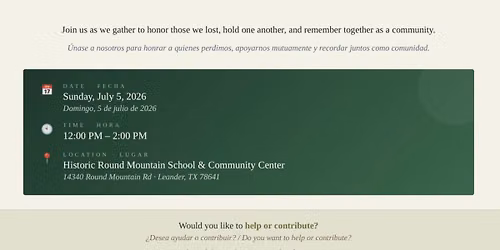 We Remember: Sandy Creek Flood Memorial Recordamos: Memorial de la Inundaci\u00f3n Sandy Creek