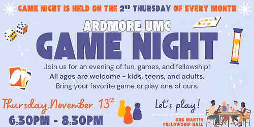November Game Night at Ardmore UMC