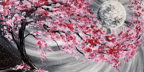 Paint and Sip: Moonlit Cherry Blossom River