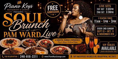 Soul Brunch W\/ Pam Ward @ Piano Keys  Lounge Sunday Sept 13, Oct 11 & Nov 8