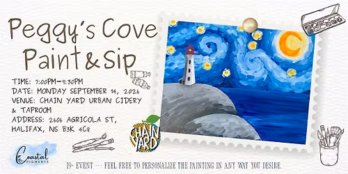 Starry Night Peggy's Cove Paint & Sip at Chain Yard Urban Cidery & Taproom